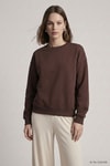 Kadın Üst Giyim-Kadın Sweatshirt-Bisiklet Yakalı Basic Oversize Sweatshirt 954 Kahve-rulem
