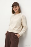 Kadın Üst Giyim-Kadın Sweatshirt-Bisiklet Yaka Kısa Sweat 3268A Ekru-rulem