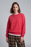 Kadın Üst Giyim-Kadın Sweatshirt-Bisiklet Yakalı Basic Oversize Sweatshirt 954 Kırmızı-rulem