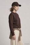 Kadın Üst Giyim-Kadın Sweatshirt-Yarasa Kollu Beli Lastikli  Crop Sweatshirt 979 Kahve-rulem