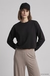 Kadın Üst Giyim-Kadın Sweatshirt-Yarasa Kollu Beli Lastikli  Crop Sweatshirt 979 Siyah-rulem