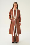 Kahve 3'lü Kimono Takım 4018A