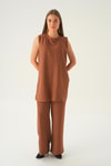 Kahve 3'lü Kimono Takım 4018A