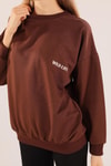 Kahve Arkası Kaplan Baskı Sweat 8632