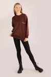 Kahve Arkası Kaplan Baskı Sweat 8632