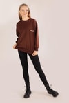 Kahve Arkası Kaplan Baskı Sweat 8632