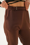 Kahve Bel Aksesuar Detay Pantolon 7105-1