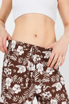 Kahve Bel Lastikli Desenli Pantolon 4725A