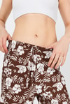 Kahve Bel Lastikli Desenli Pantolon 4725A