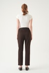 Kahve Bel V Kesim Kemerli Pantolon 8404A