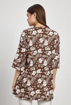 Kahve Çiçek Desen Fakir Kol Kimono 4463A