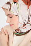 Kahve Çiçek Desenli Eşarp 5693