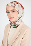 Kahve Çiçek Desenli Eşarp 5693