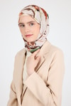 Kahve Çiçek Desenli Eşarp 5693