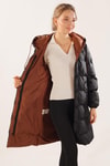 Kahve Çift Renkli Oversize Mont 0021-1