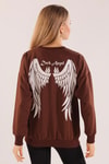 Kahve Dark Angel Baskılı Sweat 8633