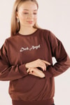 Kahve Dark Angel Baskılı Sweat 8633