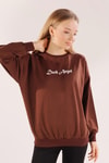 Kahve Dark Angel Baskılı Sweat 8633