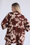 Kahve Desenli Kimono Takım 6729