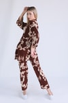Kahve Desenli Kimono Takım 6729