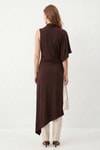 Kahve Dik Yaka Asimetrik Kesim Uzun Tunik 261659