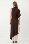 Kahve Dik Yaka Asimetrik Kesim Uzun Tunik 261659