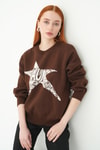 Kahve - Ekru Yıldız Baskılı Oversize Kazak 2474
