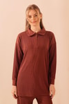Kahve Fermuarlı Tunik Pantolon Takım 5471
