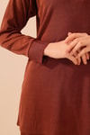 Kahve Fermuarlı Tunik Pantolon Takım 5471
