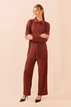 Kahve Fermuarlı Tunik Pantolon Takım 5471