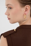 Kahve Gold Düğme Detaylı Midi Elbise 8125A
