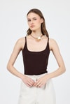 Kahve İnce Askılı Çıtçıtlı Bodysuit 13255