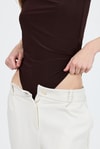 Kahve İnce Askılı Çıtçıtlı Bodysuit 13255