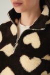 Kahve Kalpli Fermuarlı Sweat 3121A