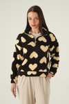 Kahve Kalpli Fermuarlı Sweat 3121A