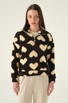 Kahve Kalpli Fermuarlı Sweat 3121A