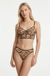 Kahve Kapsız Zebra Desen Büstiyer Takım 5560
