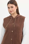 Kahve Kapüşonlu Yumoş Yelek 6681