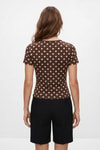 Kahve Kare Yaka Dantel Detaylı Puantiyeli Crop Bluz 089