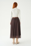Kahve Kemerli Şifon Etek 8458A
