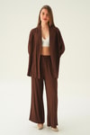 Kahve Kimono Pantolon Takım 6657A