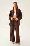 Kahve Kimono Pantolon Takım 6657A
