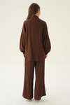 Kahve Kimono Pantolon Takım 6657A