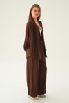 Kahve Kimono Pantolon Takım 6657A