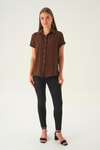 Kahve Kısa Kol Oversize Gömlek 4163A
