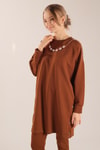 Kahve Kolyeli Çıtçıt Detay Sweat Takım 3479