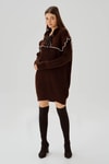 Kahve Kurdele Detay Kazak 3296