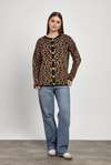 Kahve Leopar Desen Hırka 6727