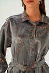 Kahve Leopar Desen Pantolon Takım 3001