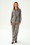 Kahve Leopar Desen Pantolon Takım 3001
